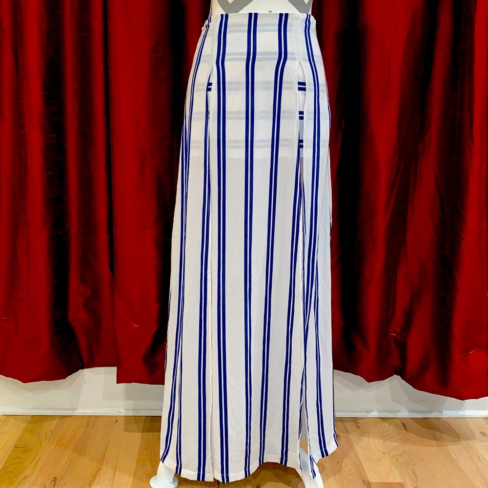 LF Blue & White Stripe Mini Skirt with Maxi Cape